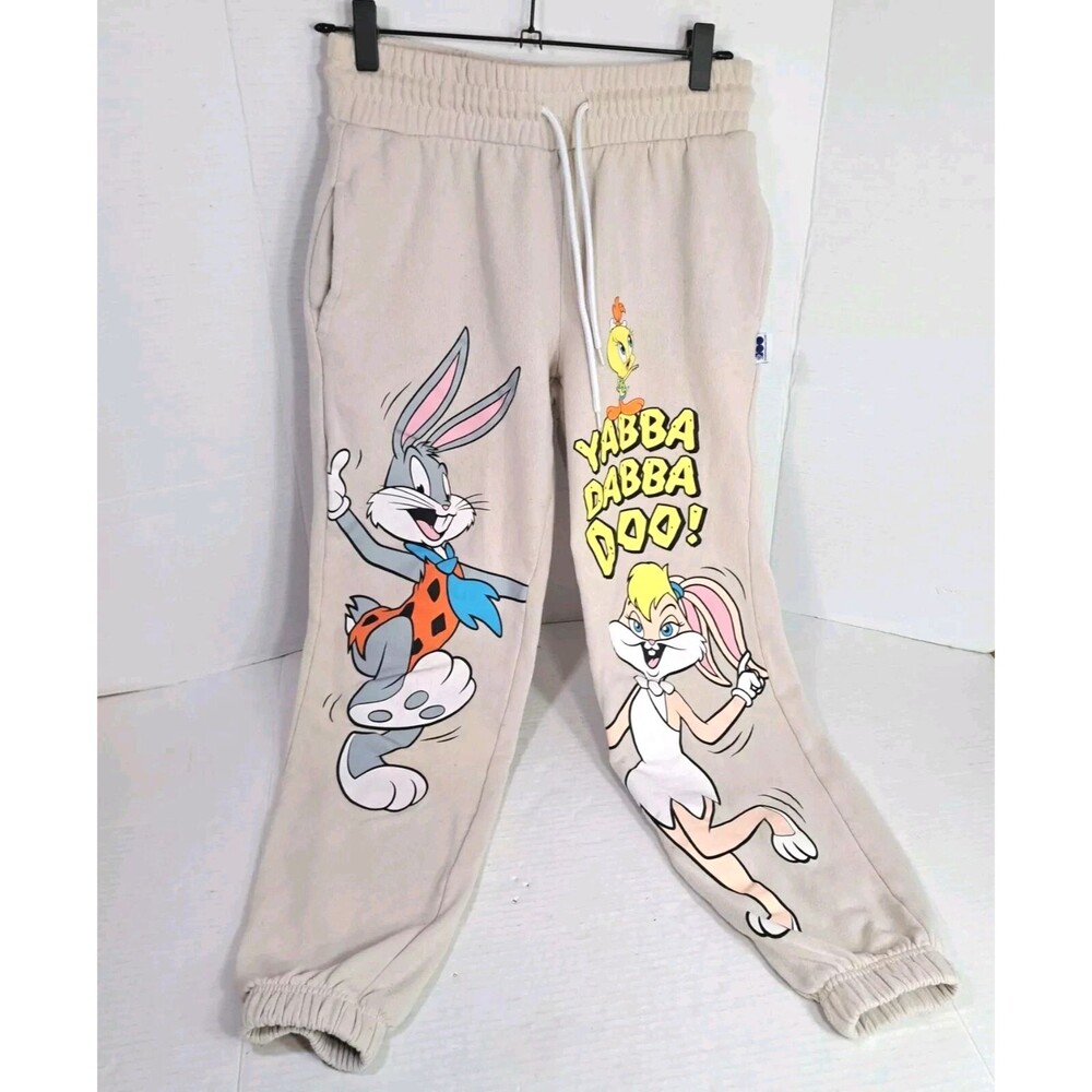 WB 100 Looney Tunes Flintstones Bugs Lola Bunny Sweatpants Womens Small Juniors
